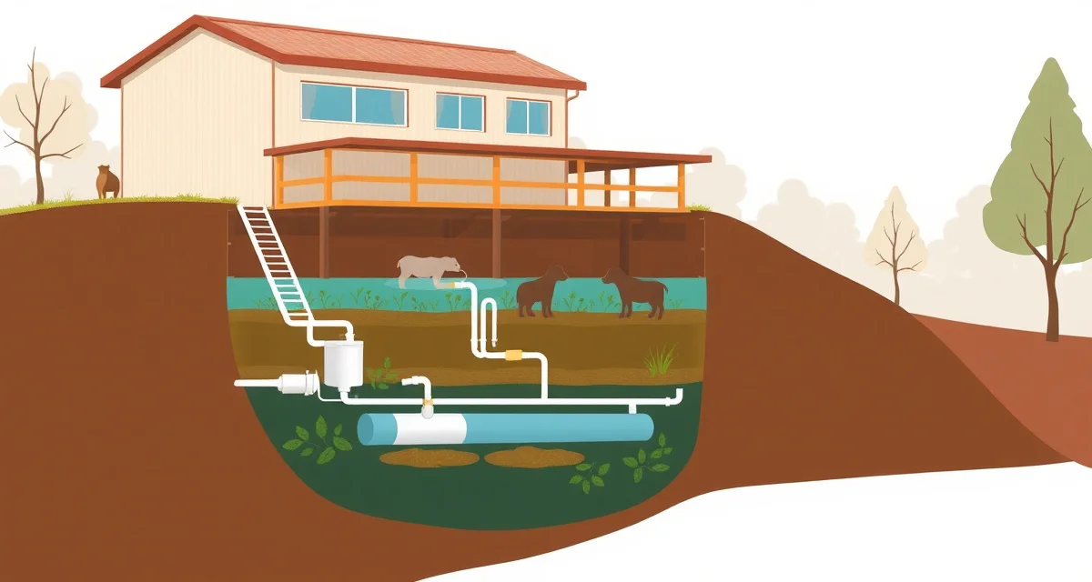 Animal Shelter Septic System Infrastructure Septic system diagram showing high-capacity tank design for animal shelter waste management and biological load handling