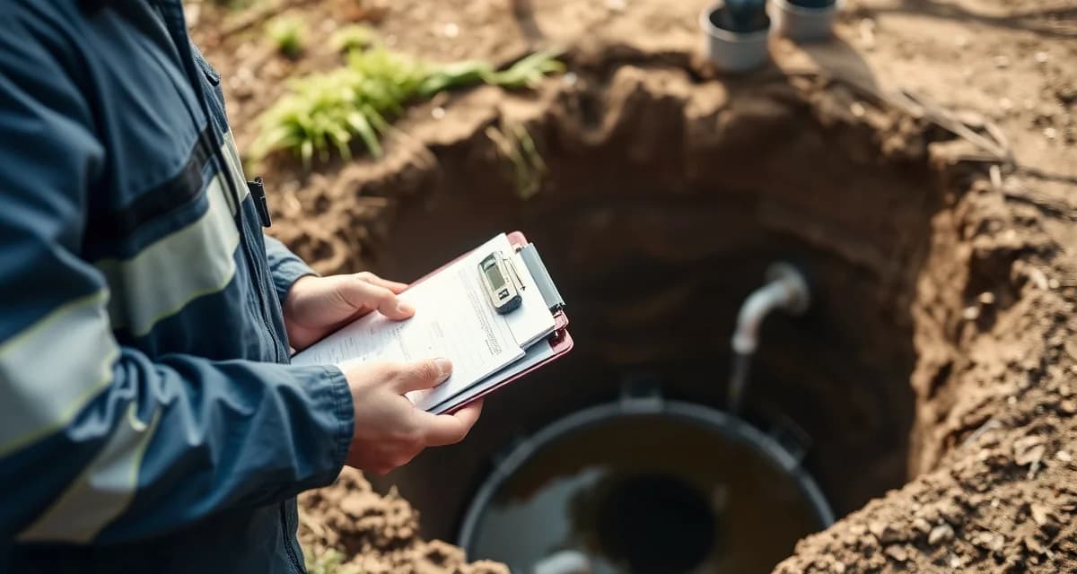 Comprehensive cesspool inspection assessment documentation Cesspool inspection checklist documentation showing assessment points for regulatory compliance and conversion planning requirements