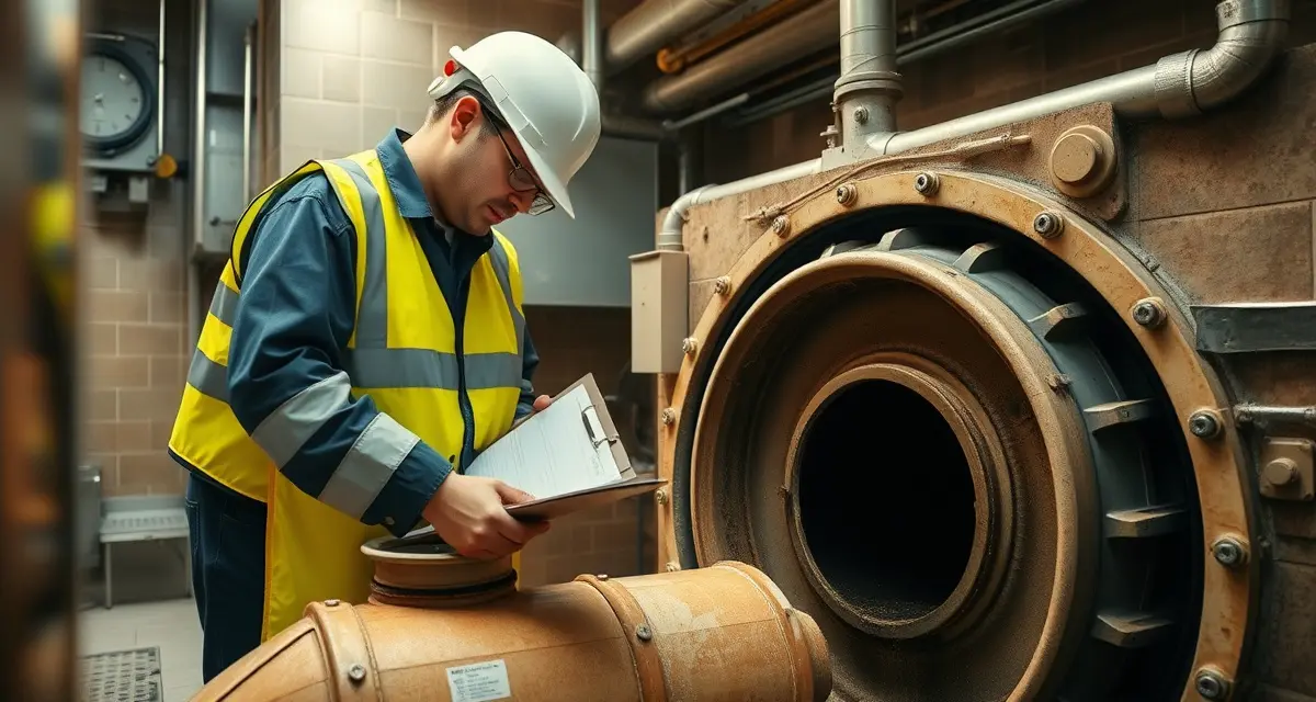 Professional commercial septic account management Commercial septic system inspection at restaurant facility with technician documenting maintenance requirements