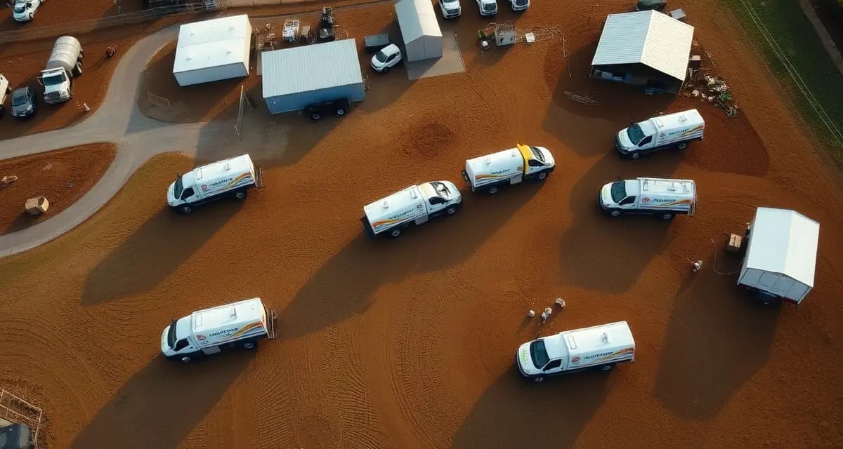 Professional septic maintenance at fairground facilities County fairground septic system service and inspection equipment preparing facilities before annual fair event