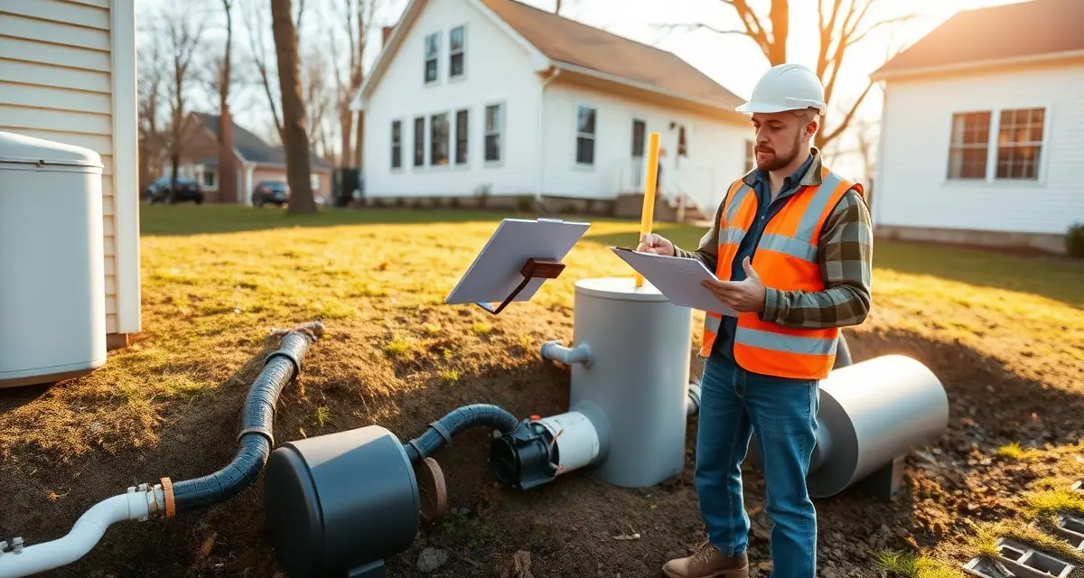 Septic permit inspection professional in Hamilton County Licensed septic contractor reviewing Hamilton County Ohio septic permit requirements and HSTS system documentation during property inspection.