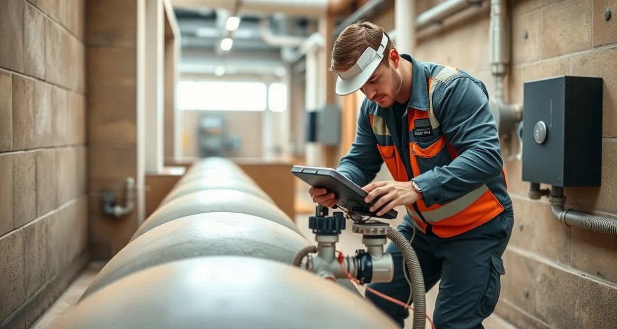 Commercial hotel septic inspection expertise Professional technician performing septic system inspection and maintenance service for commercial hotel property