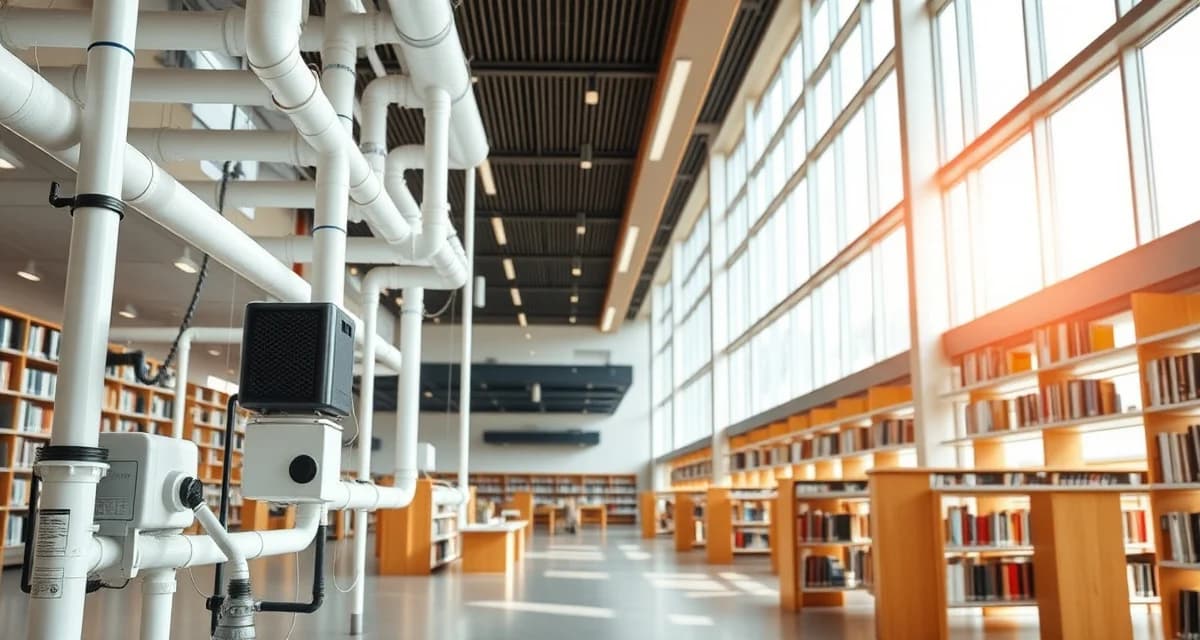 Professional septic service solution for library facilities Public library septic system service inspection showing wastewater management infrastructure for high-traffic facility operations.