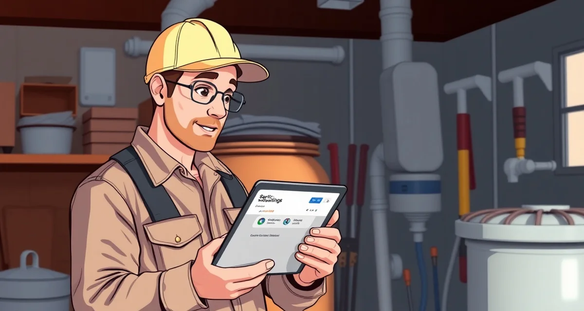 Local SEO tactics for septic service companies Septic service professional using local SEO strategies and Google Business Profile to rank in top local search results for septic system inspections