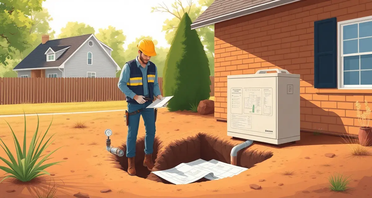 Septic Permit Inspection Process Licensed subsurface operator performing septic system site evaluation for Mecklenburg County North Carolina permit requirements