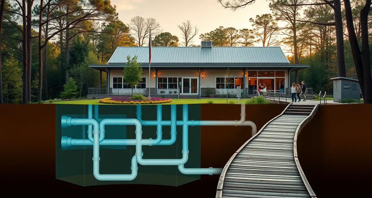 Professional septic service for environmental education centers Nature center facility with proper septic system compliance and environmental management infrastructure visible