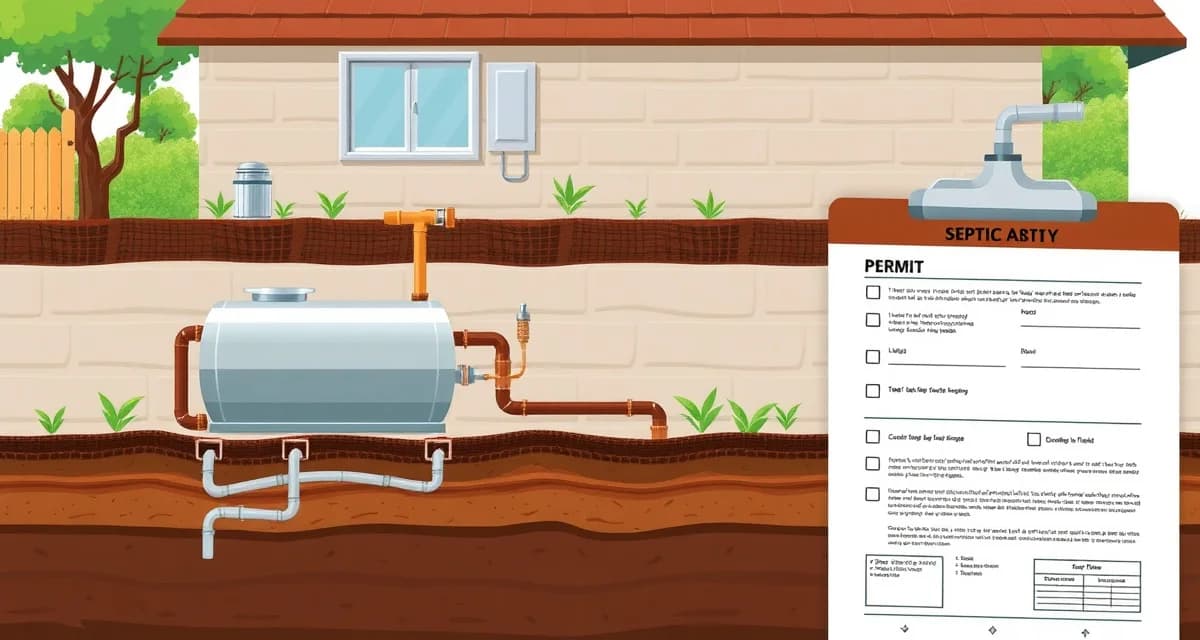 Orange County OWTS Permit Compliance Guide Diagram of Orange County septic system permit requirements showing underground OWTS tank installation with setback zones and drainage field design standards.