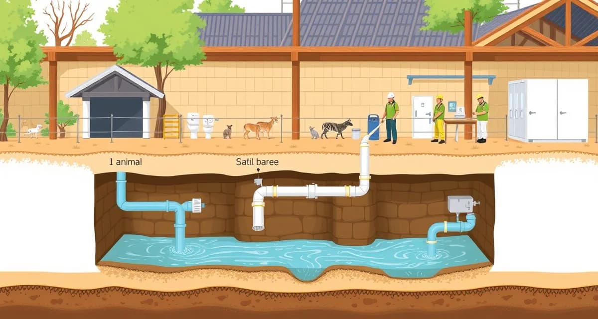 Agritourism septic compliance diagram Septic system inspection at petting zoo facility showing dual wastewater management for animal and public restroom areas