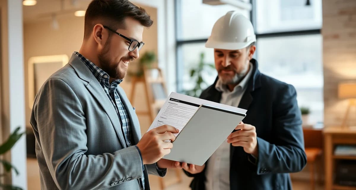 Septic inspection software for real estate professionals Real estate agent and septic inspector reviewing digital inspection report on tablet during busy inspection season