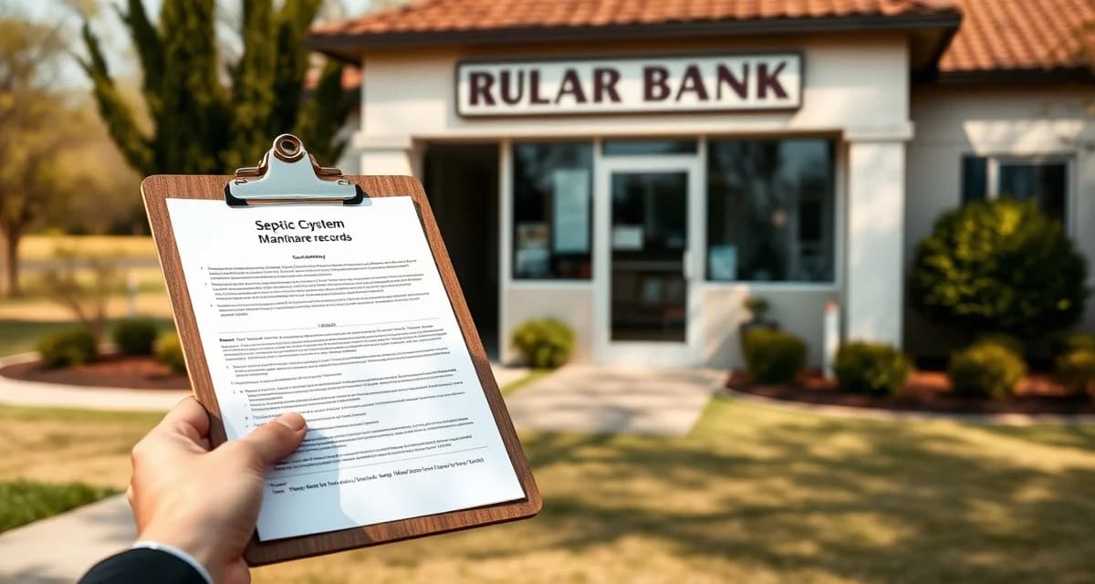 Septic compliance management for rural banking facilities Rural bank branch septic system compliance documentation and maintenance records for regulatory examination