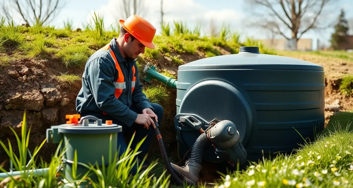 Professional septic tank maintenance by season Septic system maintenance inspection showing seasonal checklist tasks for spring, summer, fall and winter service requirements.