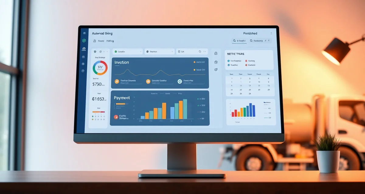 SepticMind billing automation software interface Automated septic service billing dashboard showing invoice generation and payment tracking for septic companies