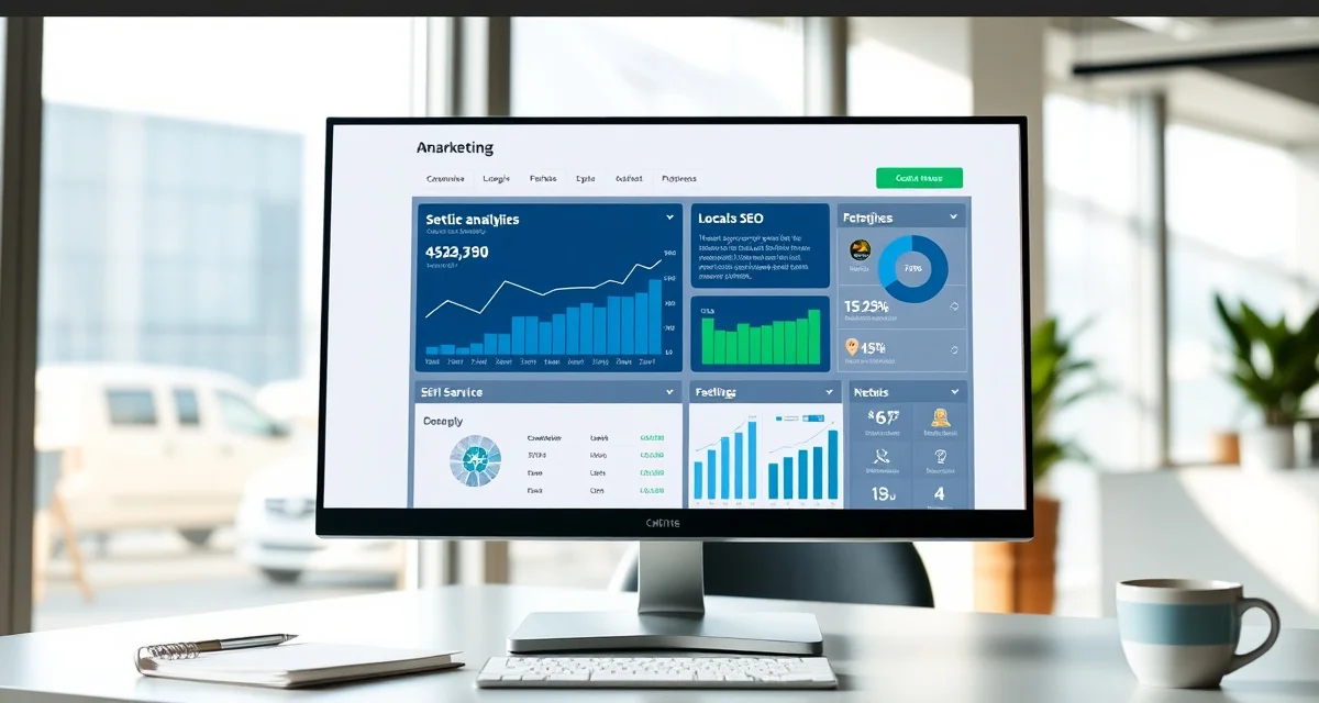 Septic service digital marketing strategy and analytics Digital marketing dashboard for septic service companies showing analytics and SEO metrics on computer screen