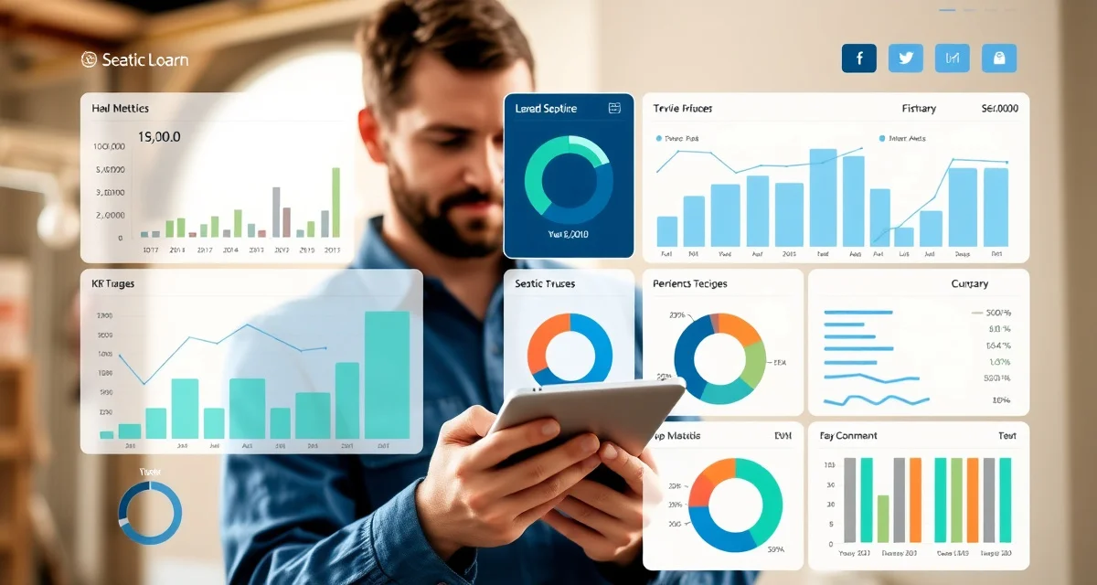 Key Performance Indicator tracking system for septic service companies Dashboard displaying septic company KPI metrics including operational, compliance, customer, and financial performance indicators for service businesses.
