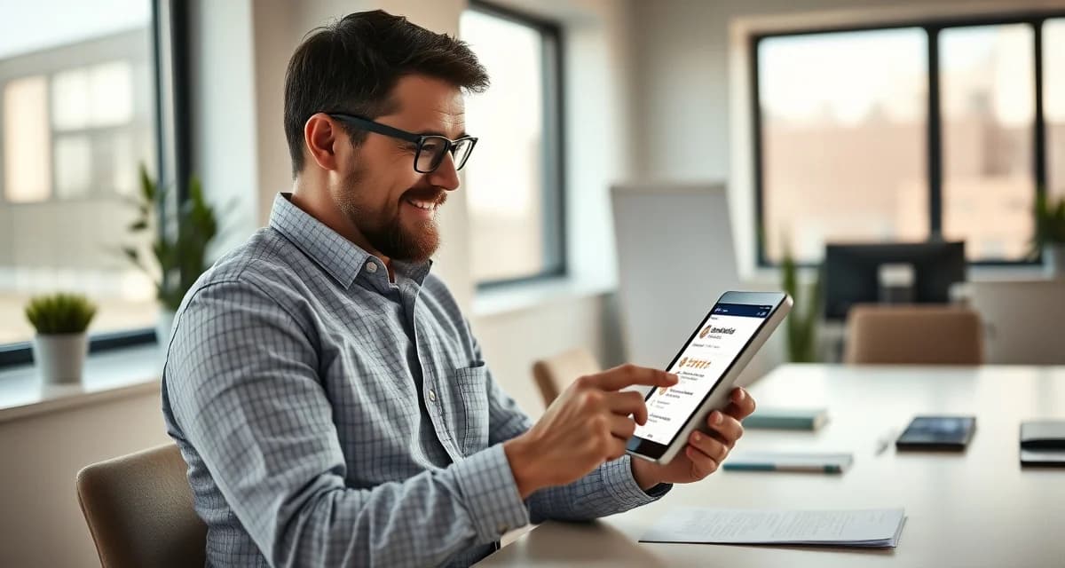 Managing septic service reputation through customer reviews Septic company professional reviewing positive customer reviews and ratings on digital device for reputation management