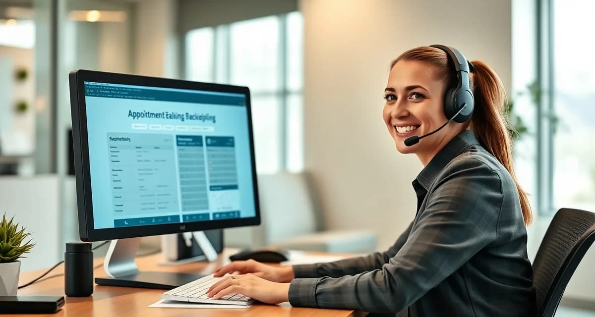 Professional dispatcher using phone scripts to convert calls Septic company dispatcher using phone script guide to book customer service appointments and handle inbound calls professionally