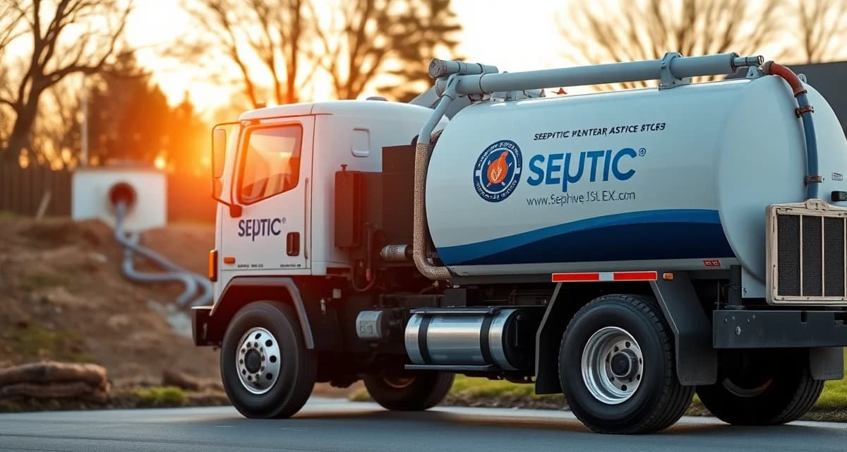 Septic service truck fleet expansion financing Modern septic pump truck representing equipment financing investment for septic company expansion and fleet growth.