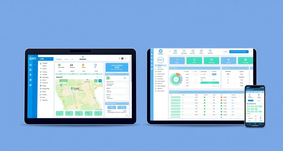 CRM and FSM software side-by-side comparison Comparison of septic CRM versus field service management software showing different features and capabilities.