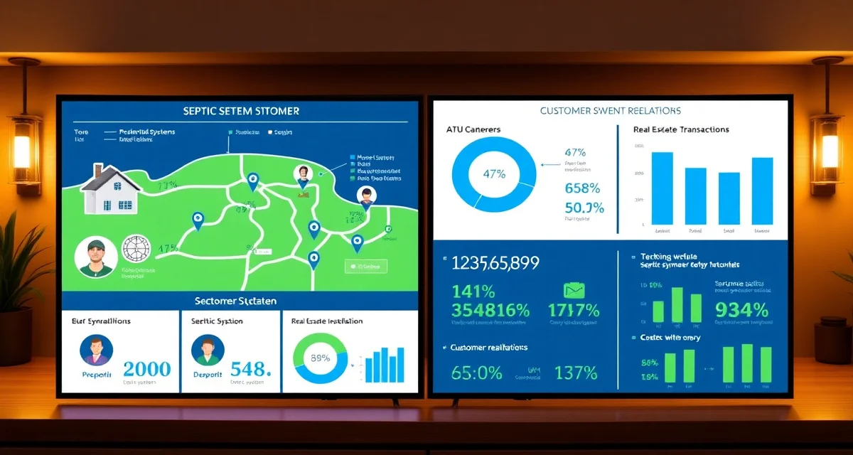 Septic company customer targeting segments Visualization of septic pumping customer demographics showing homeowner profiles, ATU customers, and real estate transaction segments.
