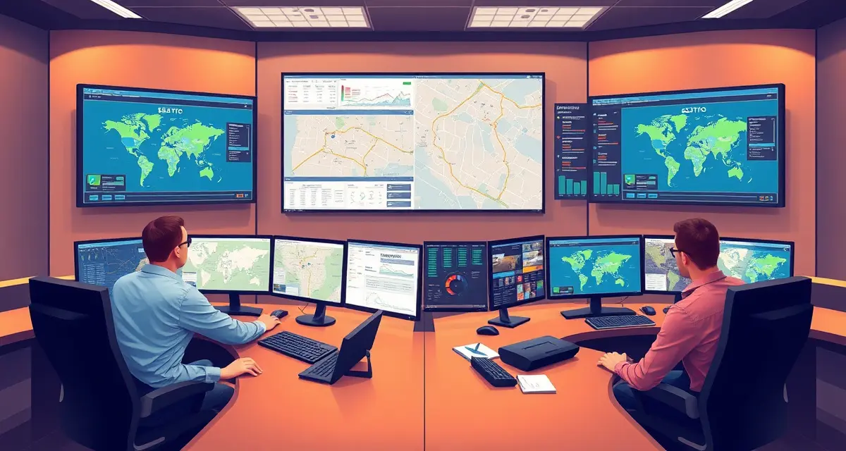 Fleet coordination management system for septic service businesses Septic fleet management software dashboard showing multi-dispatcher coordination and route optimization for large service operations with 20+ trucks.