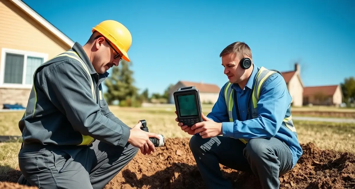 Septic system inspection coordination for buyer's agents Professional septic inspector evaluating a residential septic system during a property inspection for real estate buyers agents.