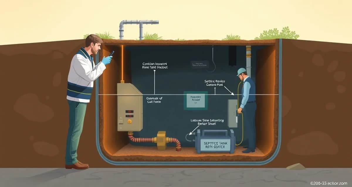 Septic inspection pricing and cost breakdown guide Professional septic tank inspection showing cost assessment and diagnostic equipment used during routine inspections.