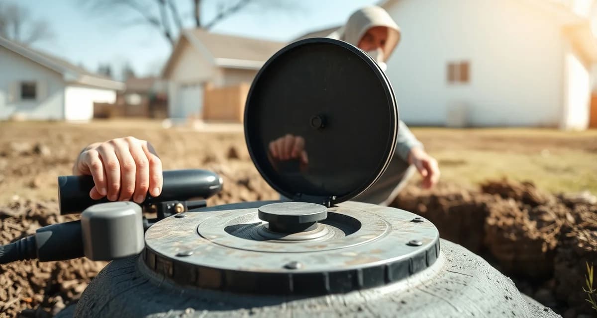 Bank-owned property septic inspection services Professional septic system inspection of foreclosed property showing tank examination and maintenance assessment