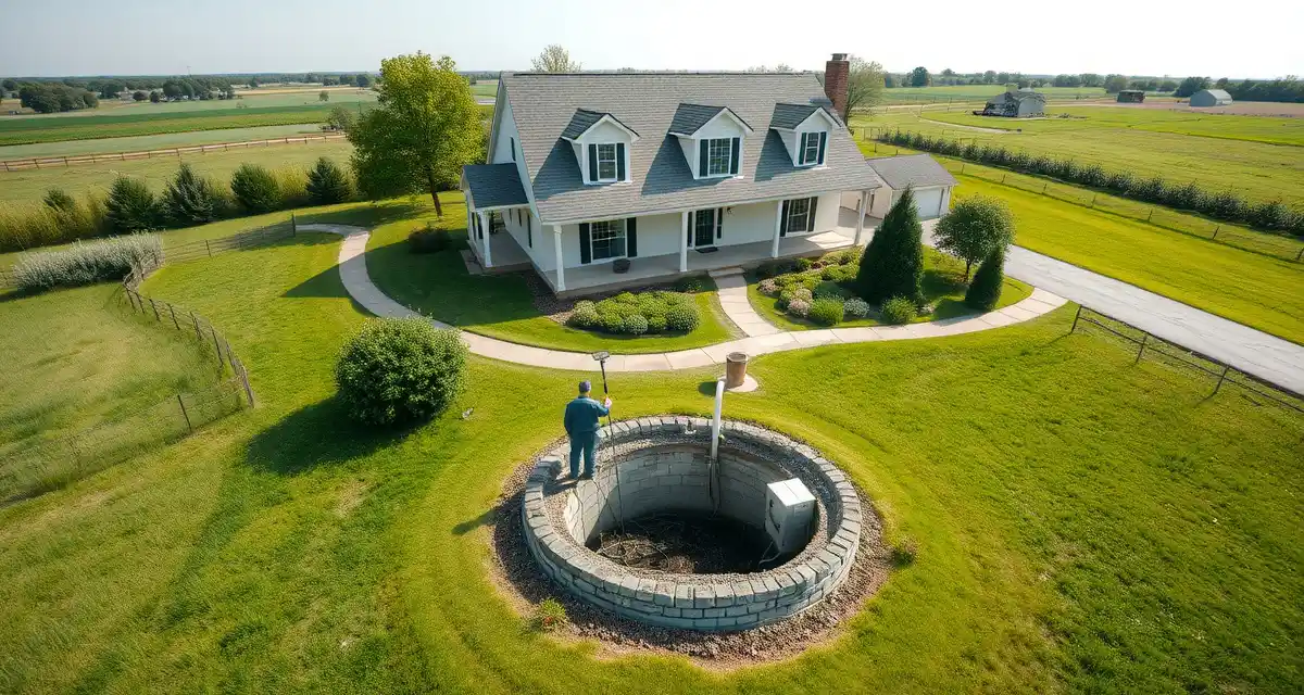 Land trust septic inspection and compliance management Professional septic system inspection being conducted on a land trust property with technician and equipment visible