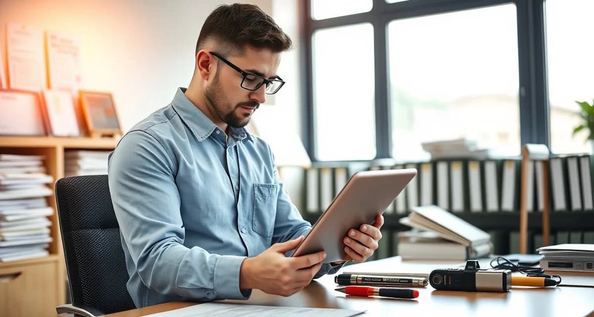 Fast septic inspection report delivery best practices Professional septic inspector delivering digital inspection report quickly via tablet to ensure same-day delivery for real estate transactions