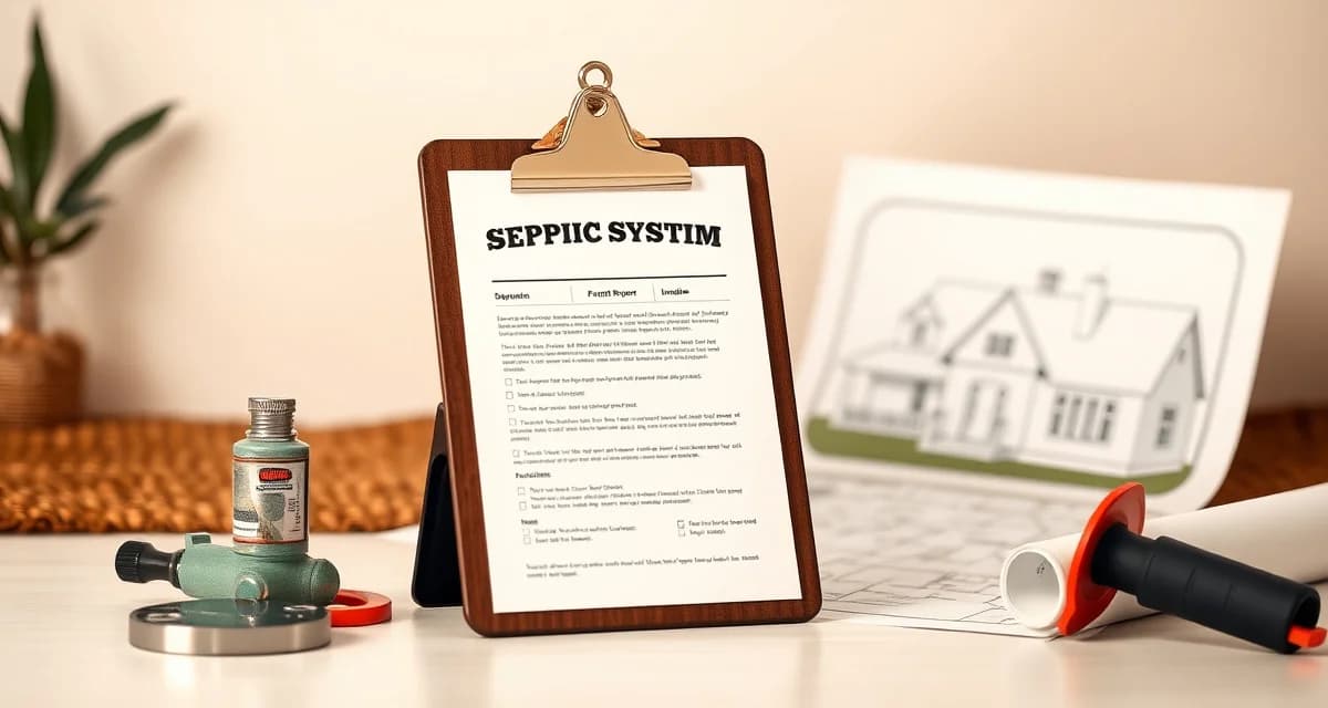 Home warranty septic inspection documentation Septic inspection report checklist on clipboard with documentation standards for home warranty claims approval