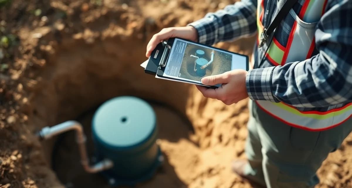 Septic inspection photo documentation best practices Professional septic inspector capturing detailed photos of septic system components for inspection report documentation