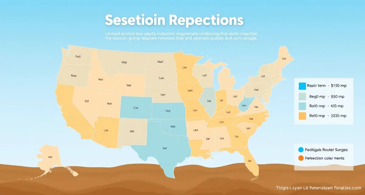 State septic inspection requirement regulations map Interactive US map showing septic inspection requirements by state, color-coded by regulatory complexity and compliance levels.