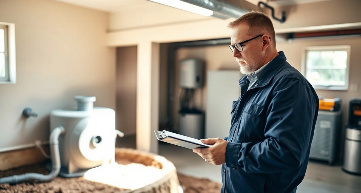What to ask your septic inspector Septic inspector conducting professional system inspection and documentation during homeowner consultation visit