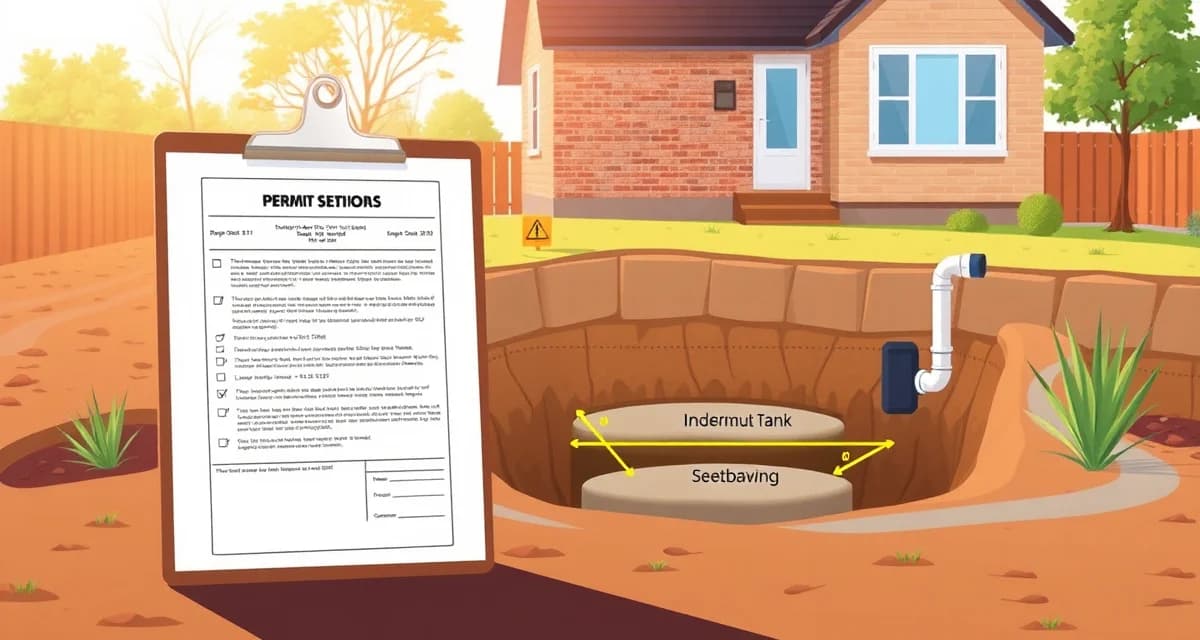 Septic system installation permit compliance guide Septic installation permit requirements documentation showing state compliance checklist and property setback measurements for system installation