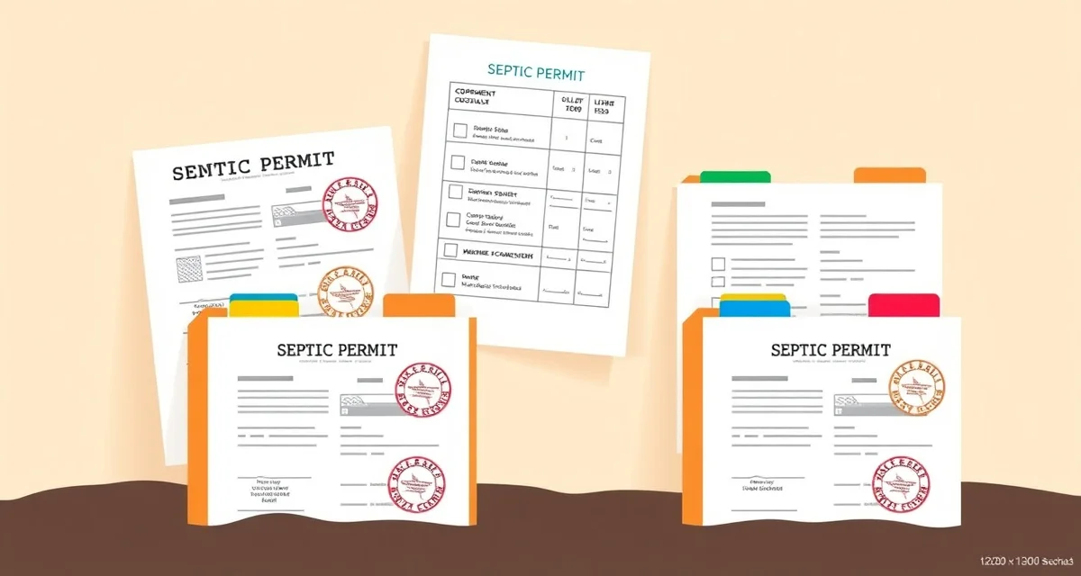 Septic permit types comparison guide Visual guide to four types of septic permits including installation, repair, alteration, and operating permits with organized documentation layout.