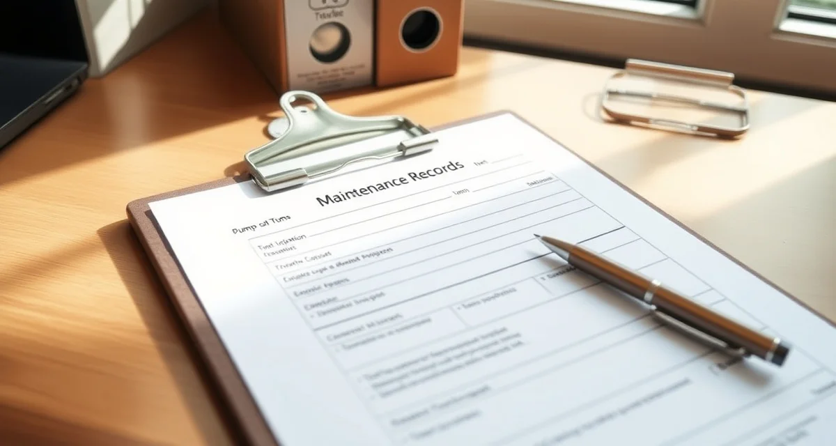 Compliant septic system maintenance receipt documentation Septic pump-out receipt documentation on clipboard showing maintenance records and compliance requirements for property owners