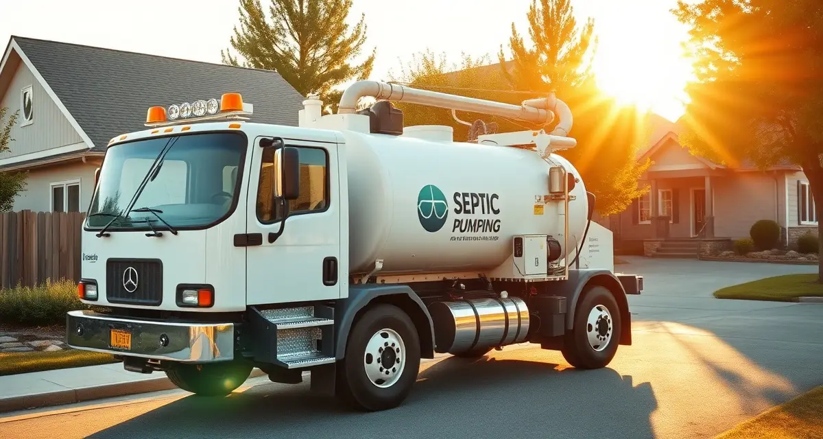 Professional septic service truck maximizing route efficiency Modern septic pumping company service truck with equipment showcasing truck utilization best practices for service businesses
