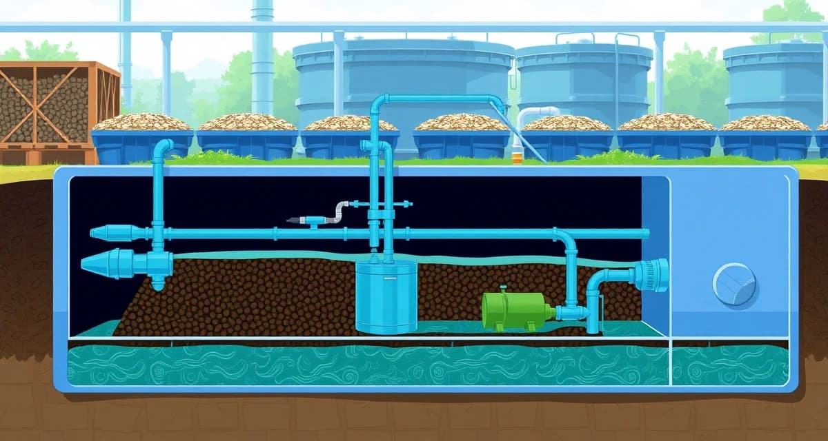 Advanced septic infrastructure for compost facilities Septic treatment system designed for organic waste facility leachate processing and management