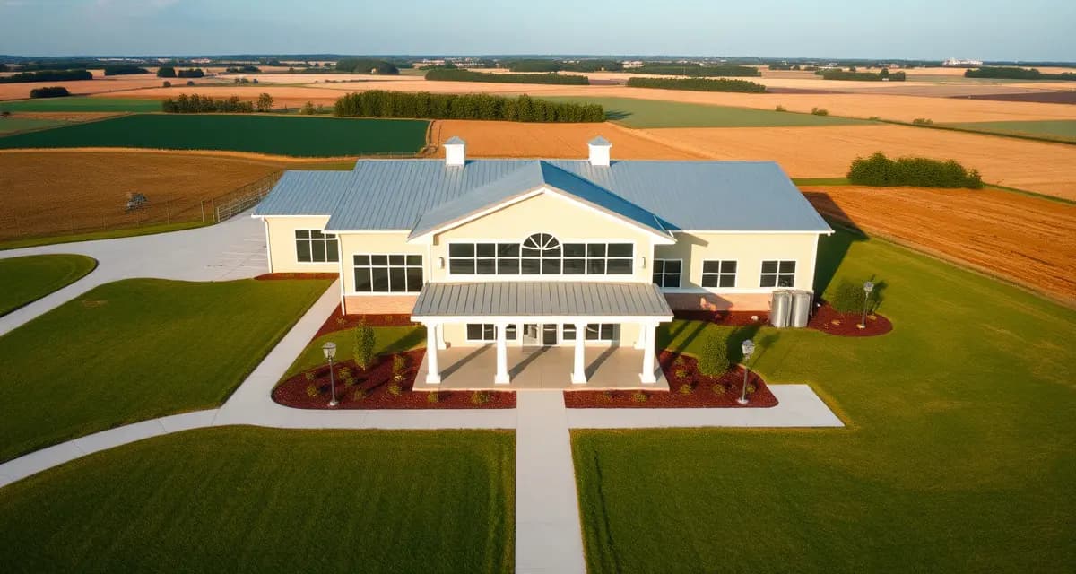 Extension office septic system service management Cooperative extension office facility with septic system service infrastructure designed for high-capacity wastewater management and public programming events.