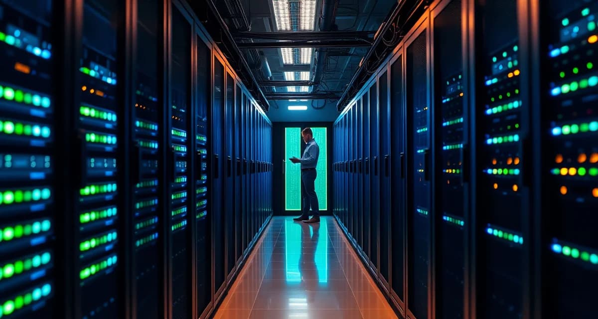 Professional septic service management for data center facilities Small data center server room with technician performing septic system maintenance and inspection for continuous facility operations