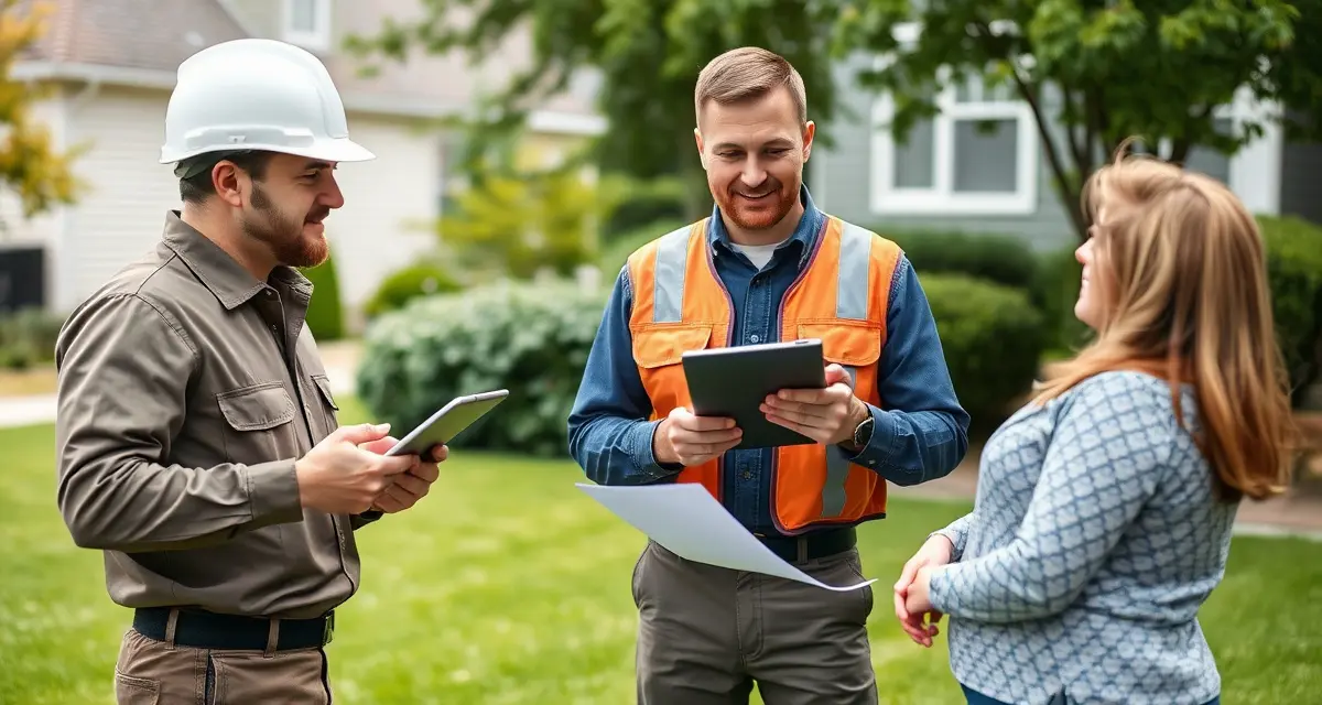 Best practices for septic service quoting in the field Septic service technician providing a professional same-day field quote to a homeowner at their residential property