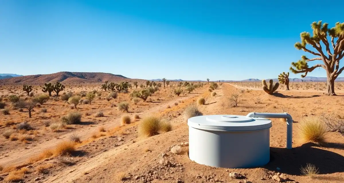 SepticMind software for New Mexico septic inspections Septic service software management interface displayed on tablet overlooking New Mexico rural property with onsite wastewater system installation