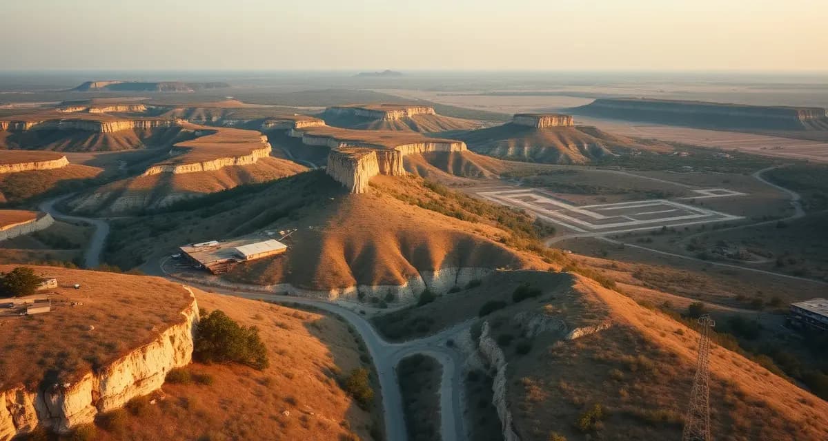 Hill Country septic systems and karst geology Aerial view of Texas Hill Country karst terrain showing septic system installations on residential properties with limestone geology