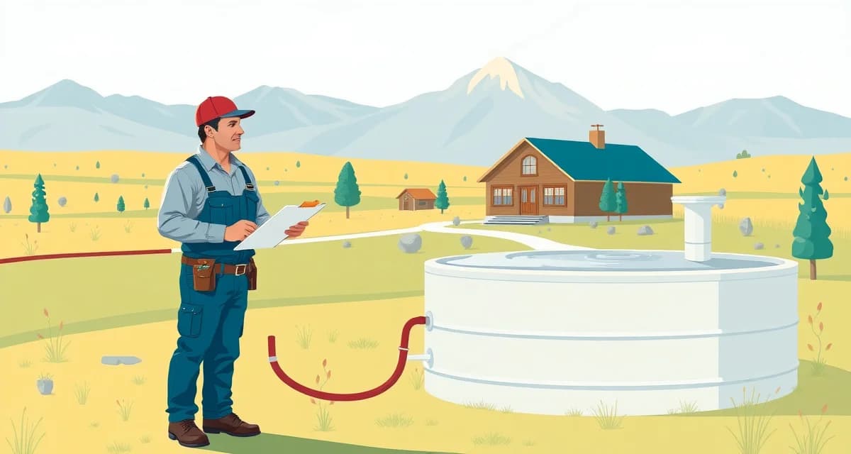 Wyoming septic system inspection and software management Septic service technician performing system inspection in Wyoming with professional equipment and management software interface visible
