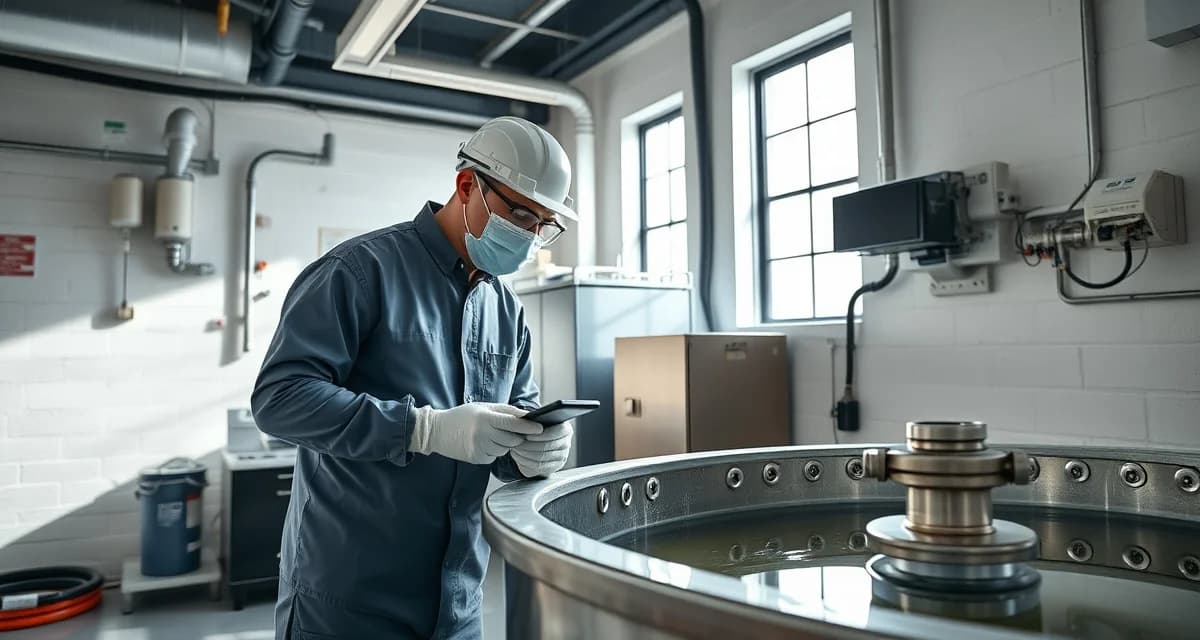 Professional septic inspection for tattoo establishments Septic system technician performing compliance inspection at tattoo studio wastewater treatment facility with biohazard containment protocols.