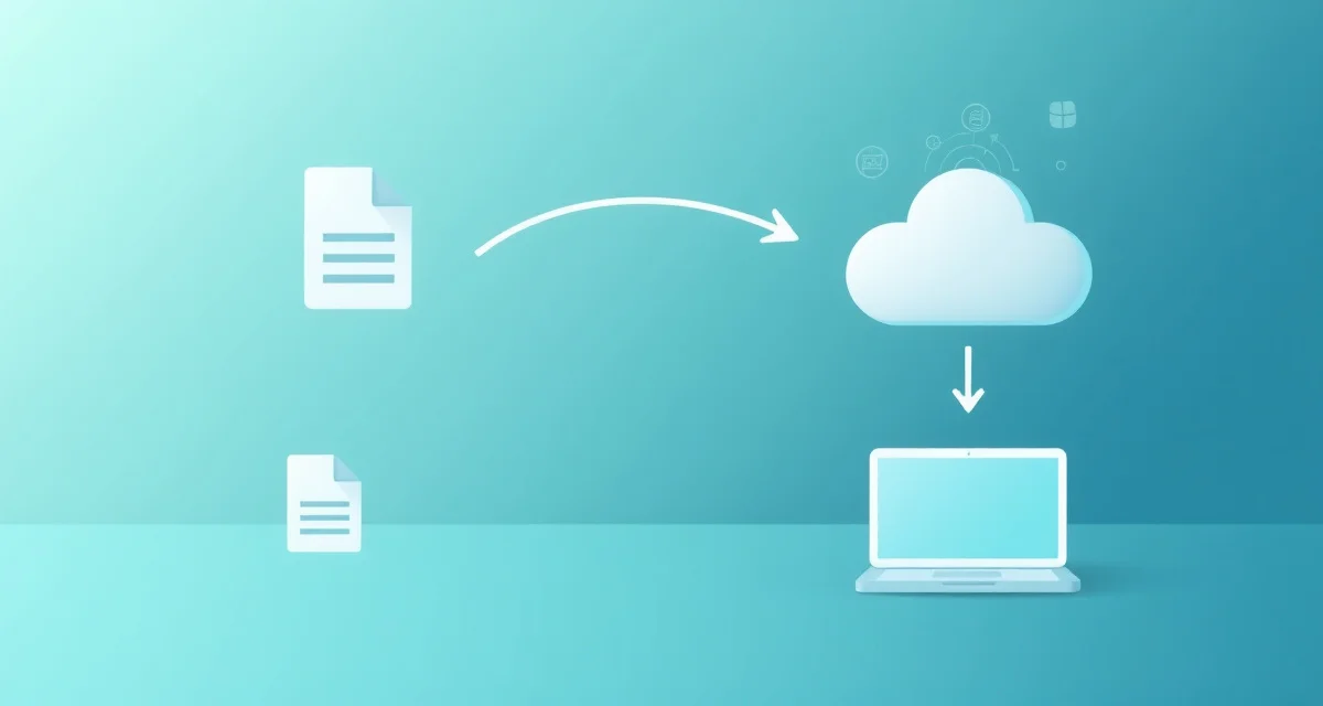 Data migration workflow visualization Illustration of seamless septic software data migration process showing legacy system integration and file transfer workflow.