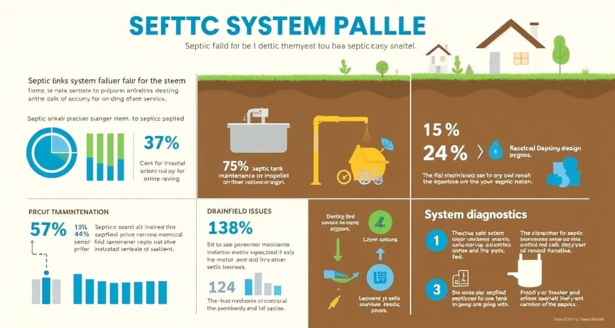 Key septic failure data and industry statistics Septic system failure statistics showing EPA data on failing systems, maintenance costs, and drainfield issues for service companies.