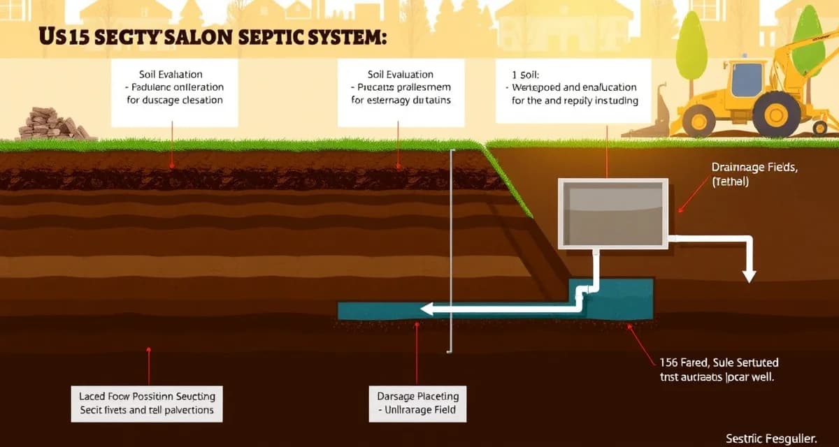 Professional septic installation guide visualization Proper septic system installation showing site evaluation, excavation, and drainage field components for optimal performance.