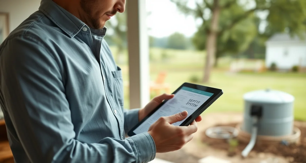 SepticMind property management dashboard interface Property manager using septic service management software to track maintenance schedules across multiple properties