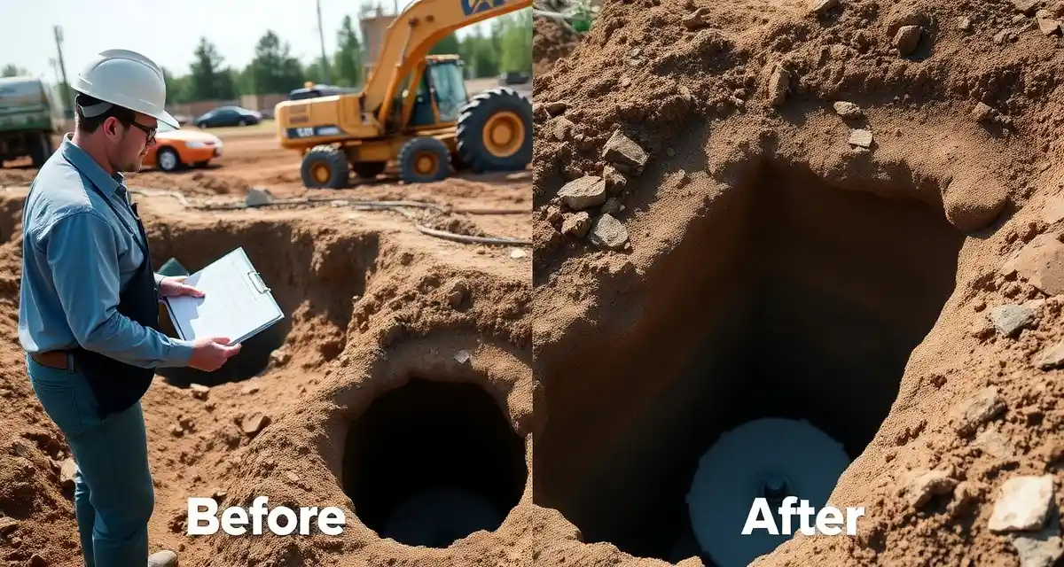 Professional septic rehabilitation documentation Septic system rehabilitation project showing permit documentation and multi-stage upgrade process management